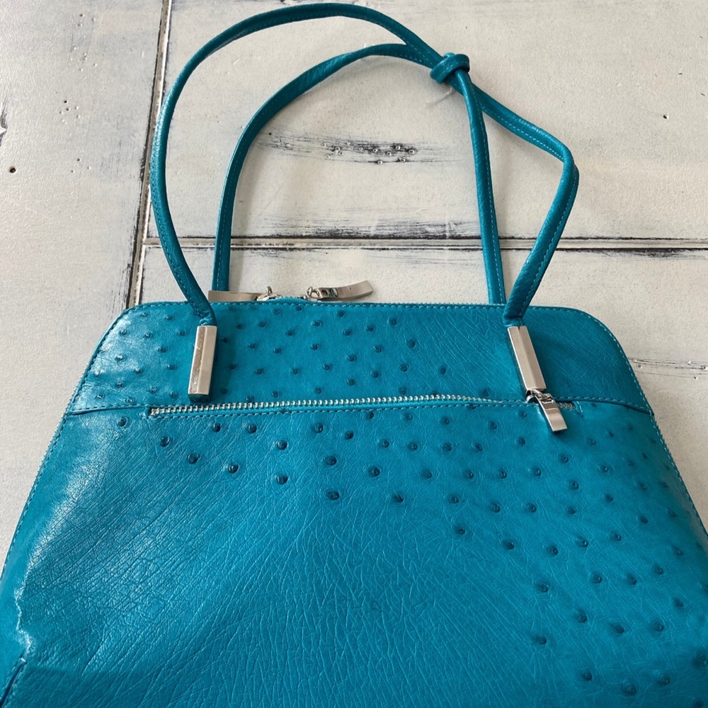 Vintage Karoo / Christine of South Africa Teal Ostrich Leather Handbag